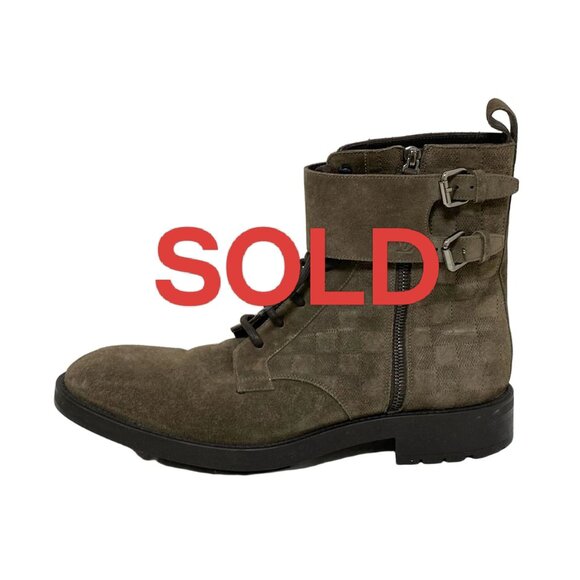 LOUIS VUITTON - Khaki Brown Men's Boots Suede 375-053125 - Picture 1 of 7